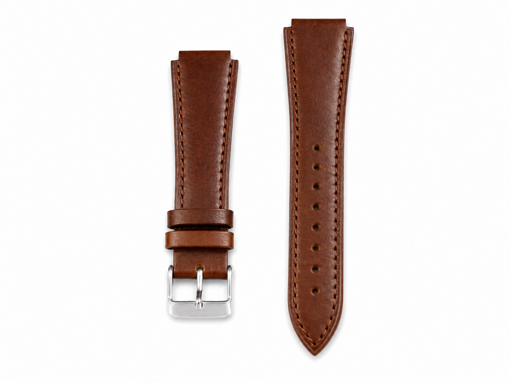 Brown leather Casio AE-1200 watch strap with silver buckle and standard spring-bar fitting